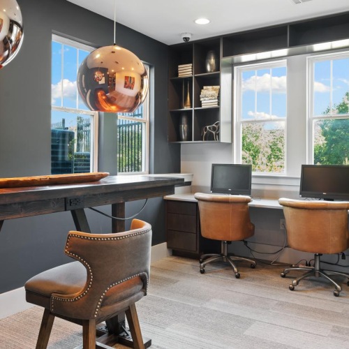 Take advantage of all The Lodge Bellevue has to offer a room with a desk and chairs